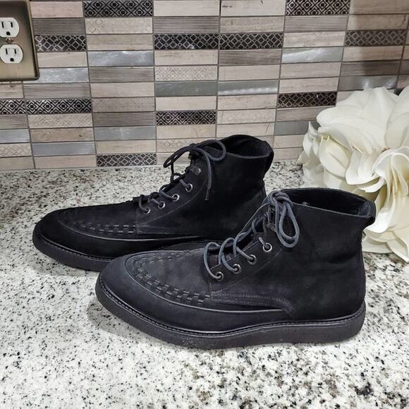 All Saints black suede leather lace up hiking Chukka combat boots men's size 11 - Picture 13 of 16